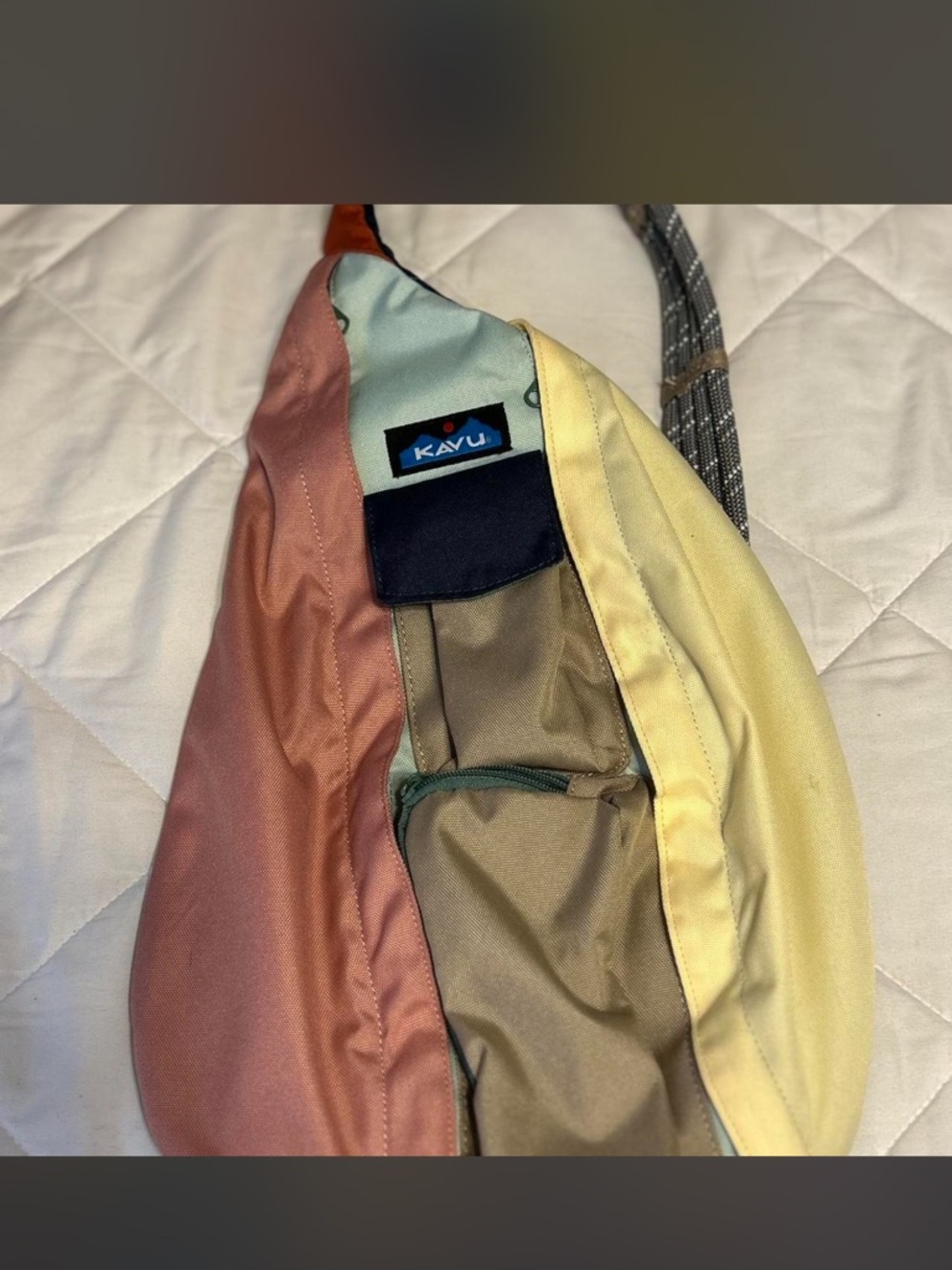 Kavu Peach and Pale Yellow Colorblock Sling-large size